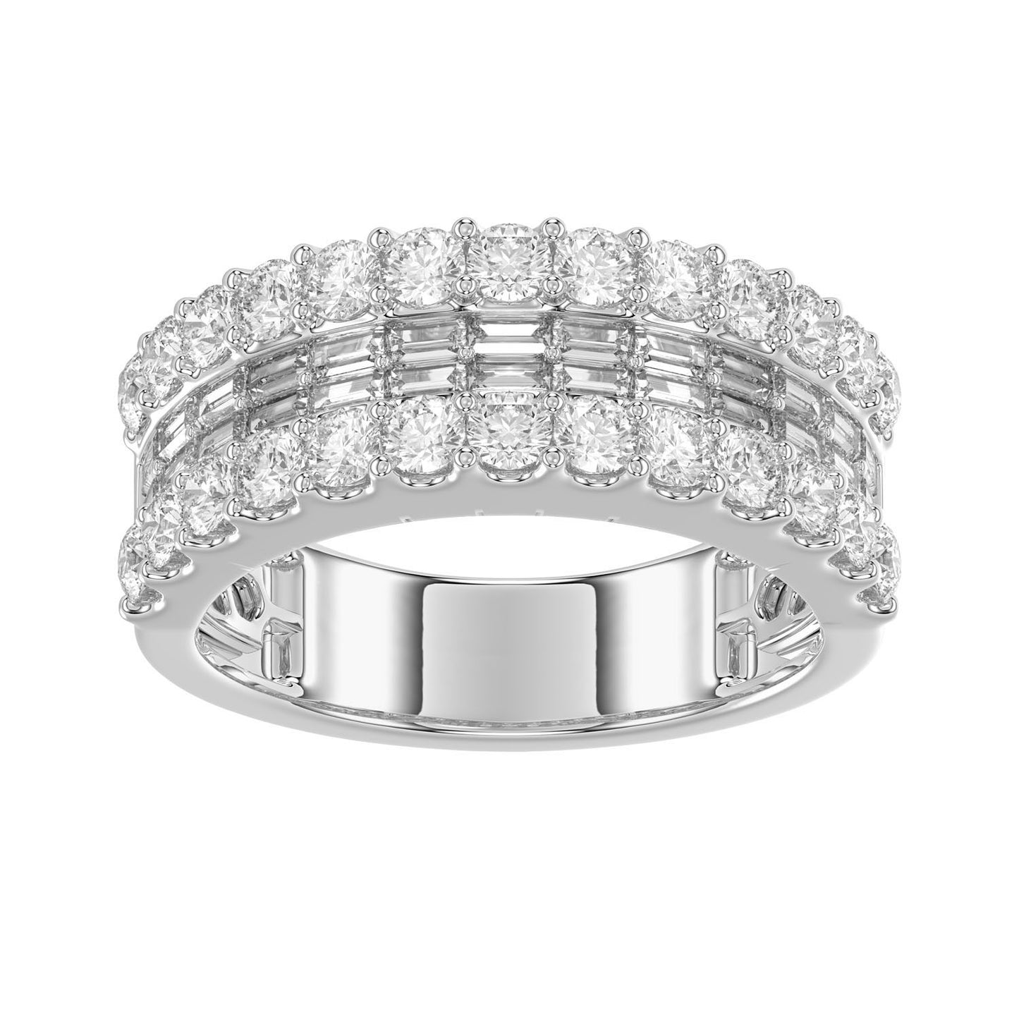 LADIES BAND 1.00CT ROUND/BAGUETTE DIAMOND 14K WHITE GOLD