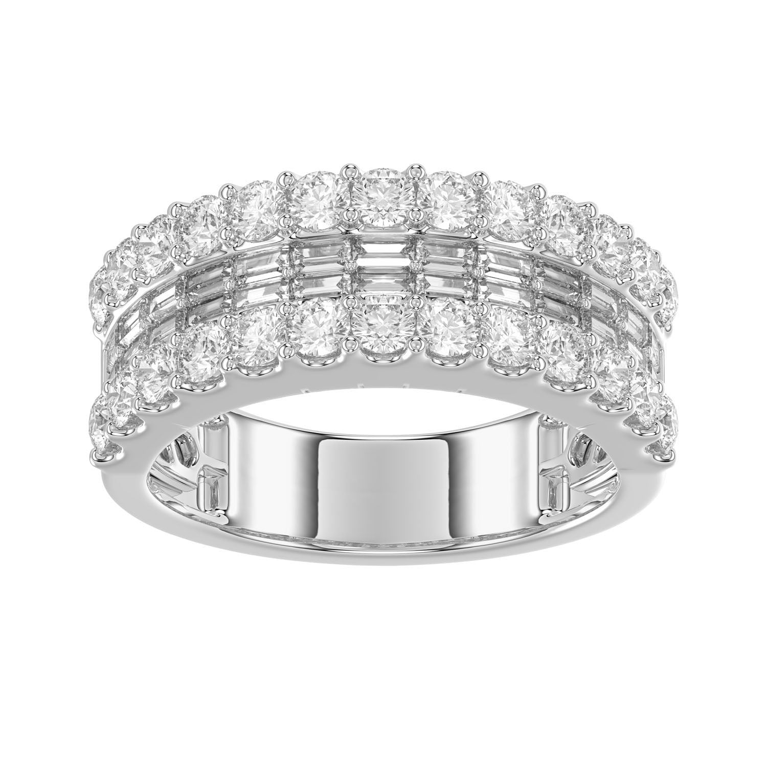 LADIES BAND 1.00CT ROUND/BAGUETTE DIAMOND 14K WHITE GOLD