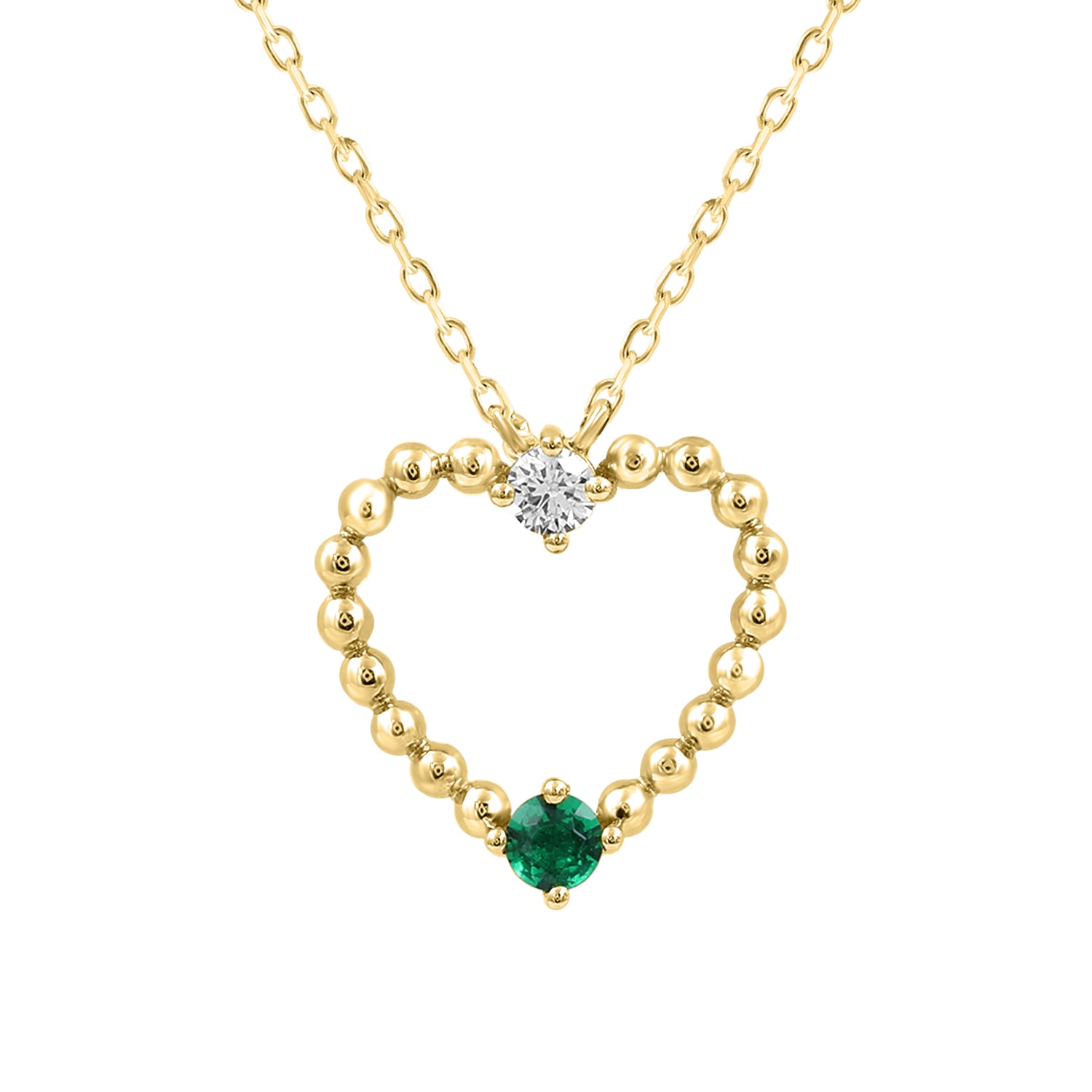 LADIES PENDANT WITH CHAIN 0.15CT ROUND/EMERALD DIAMOND 14K YELLOW GOLD (CENTER STONE ROUND/EMERALD-0.10CT)