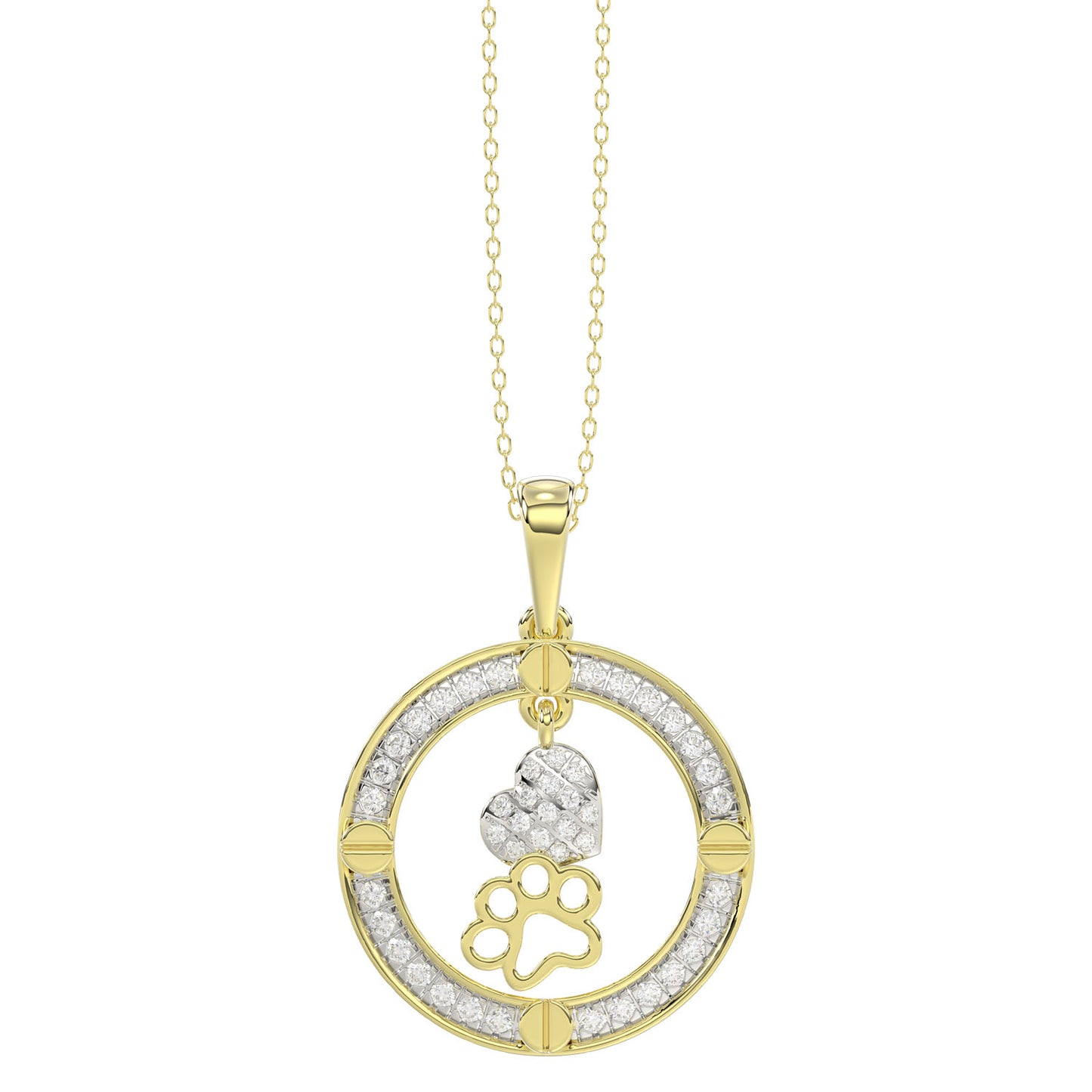 LADIES PENDANT WITH CHAIN 0.25CT ROUND DIAMOND 14K YELLOW GOLD