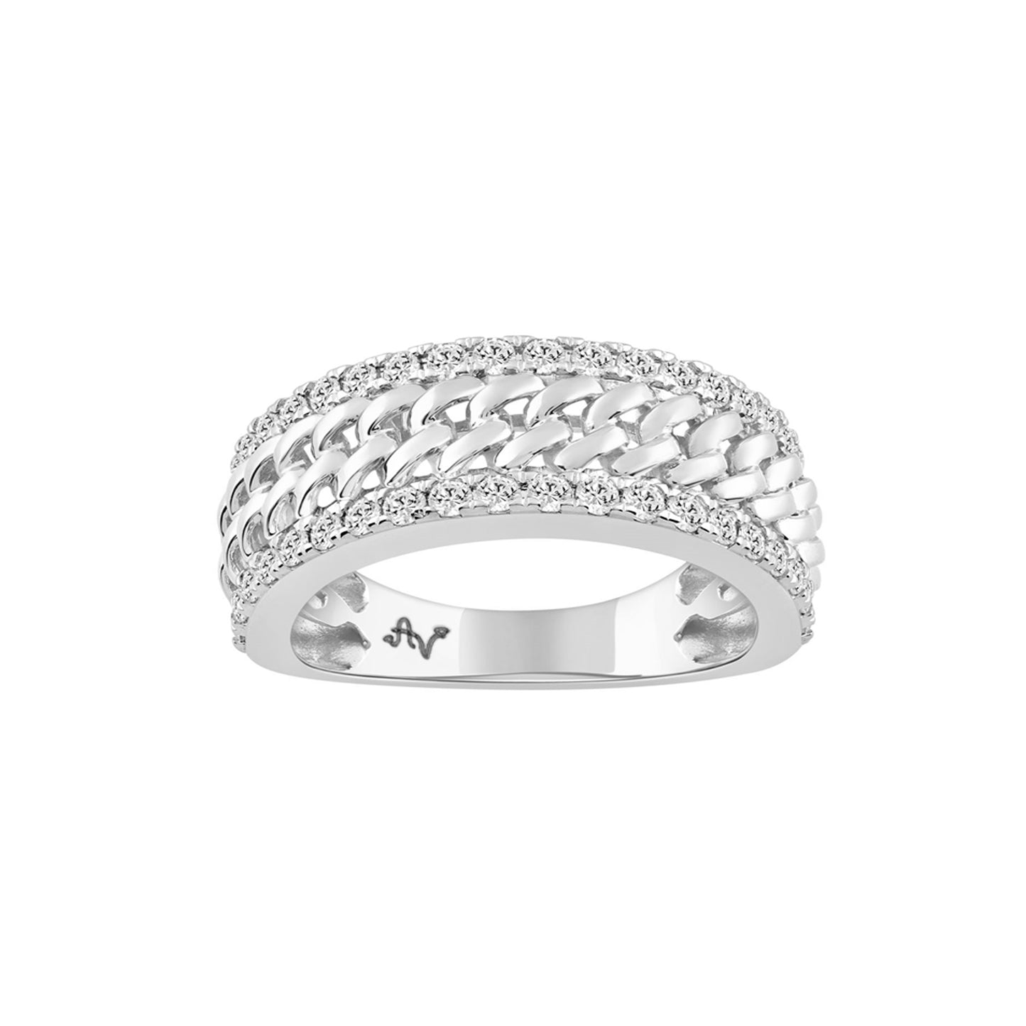 MEN'S BAND 1.00CT ROUND DIAMOND 14K WHITE GOLD