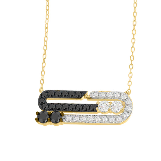 LADIES NECKLACE 0.50CT BLACK/ROUND DIAMOND 14K YELLOW GOLD