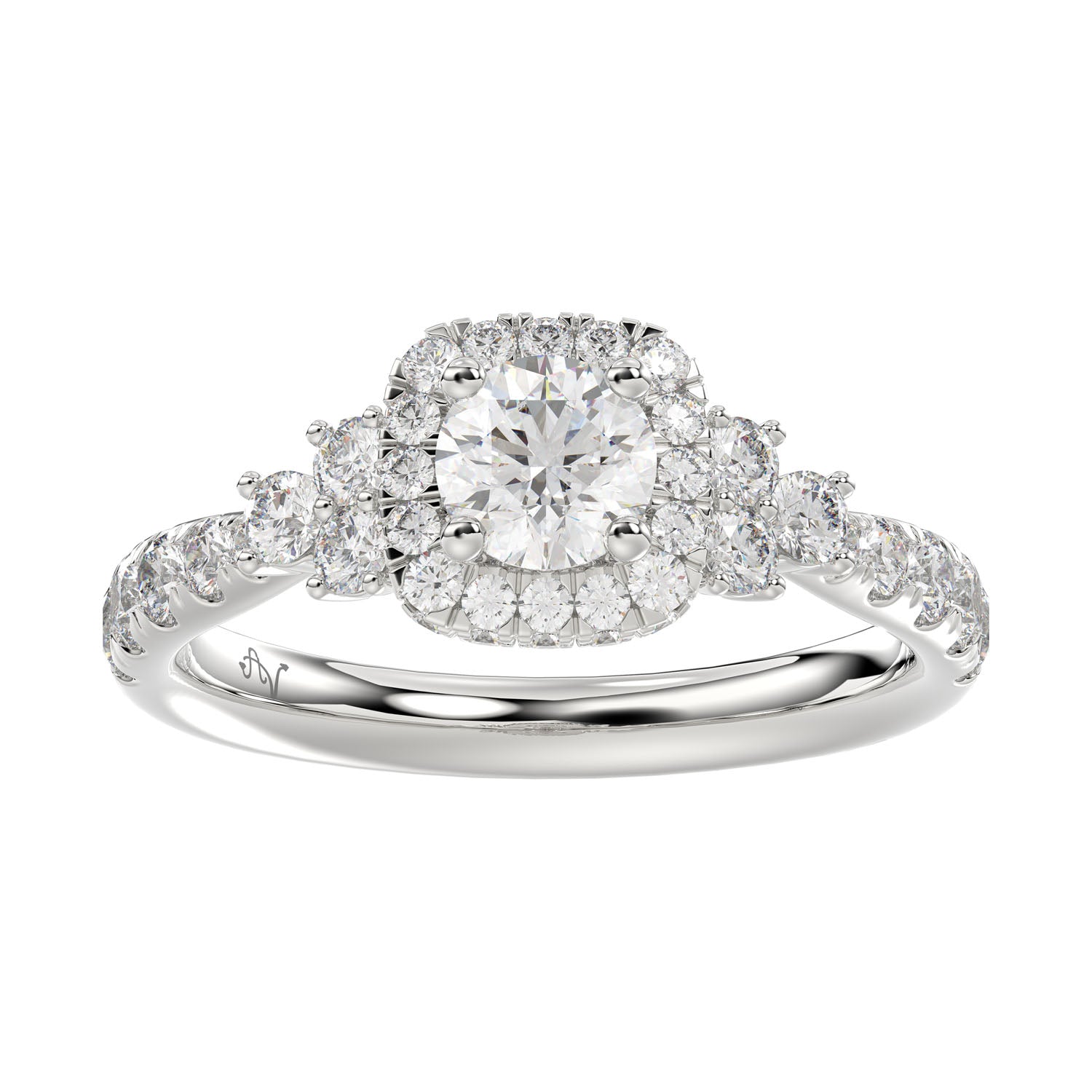 LADIES RING 1.25CT ROUND DIAMOND 14K WHITE GOLD