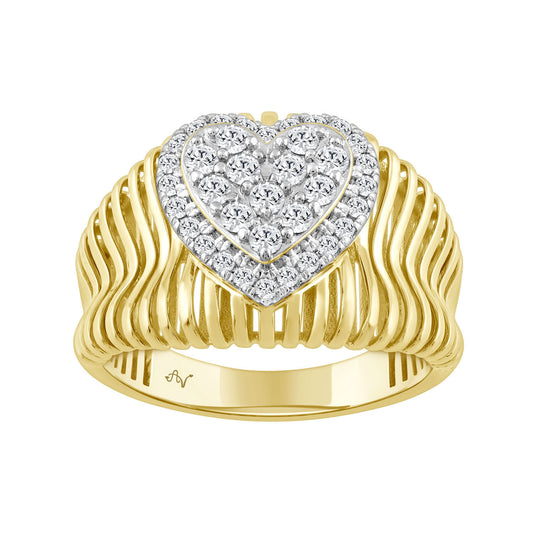 LADIES RING 0.50CT ROUND DIAMOND 14K YELLOW GOLD