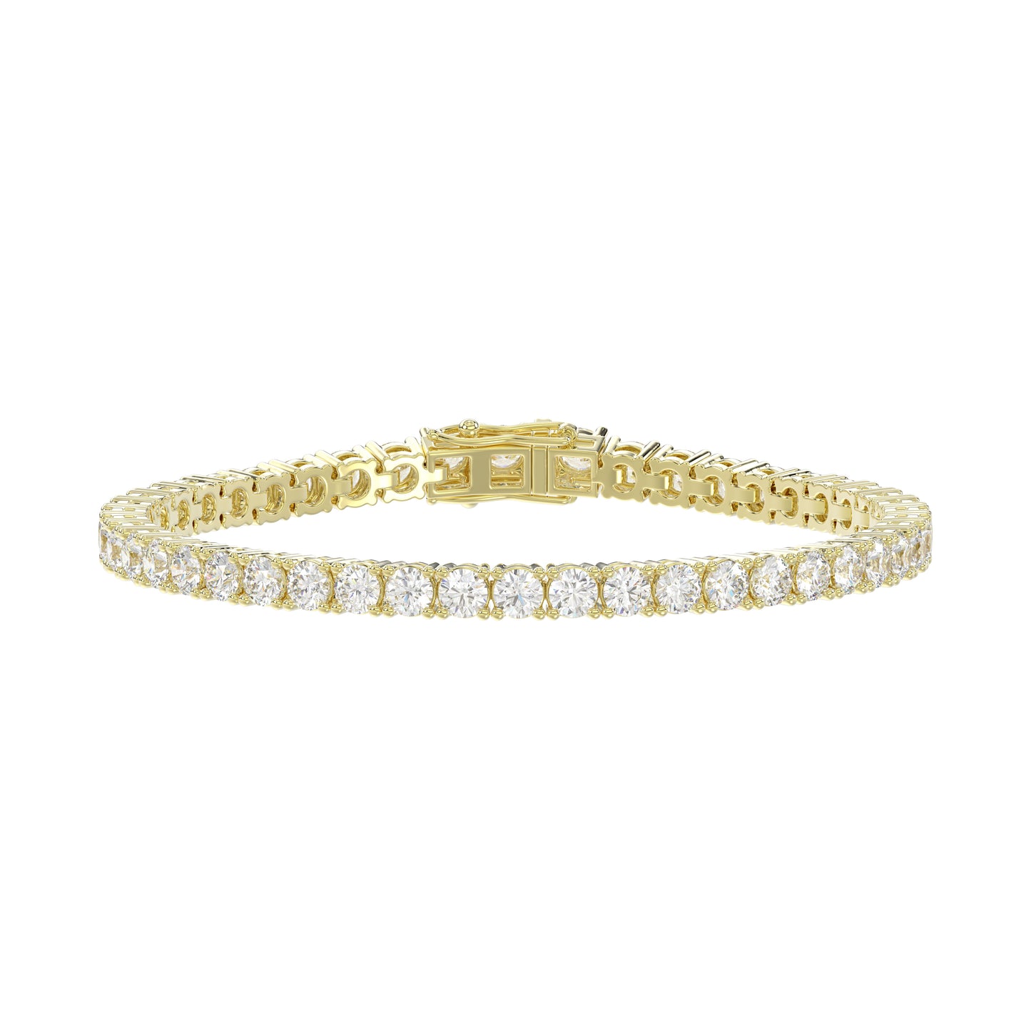 LADIES TENNIS BRACELET 3.25CT ROUND DIAMOND 14K YELLOW GOLD