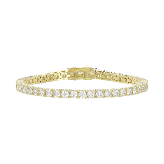 LADIES TENNIS BRACELET 3.25CT ROUND DIAMOND 14K YELLOW GOLD