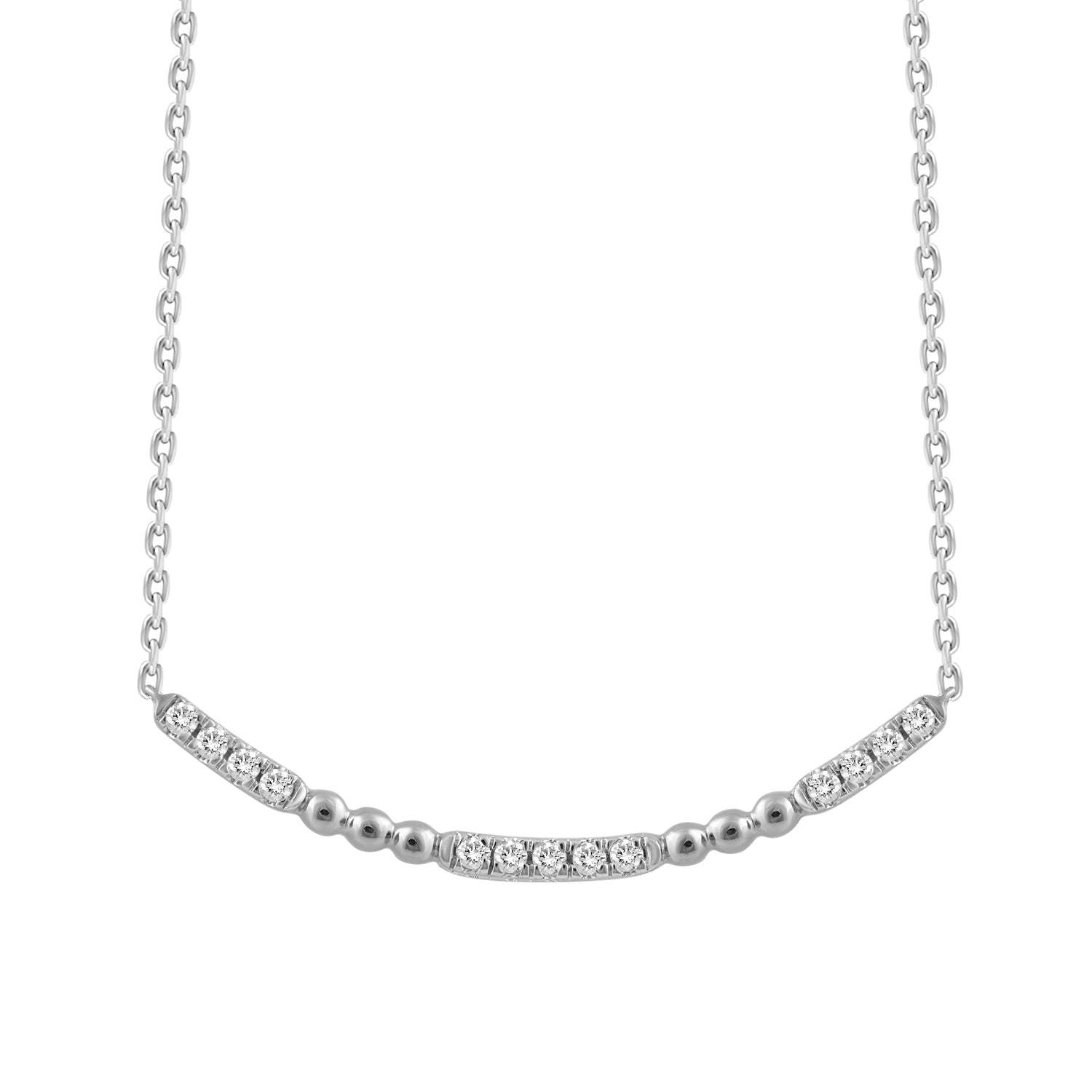 LADIES NECKLACE 0.16CT ROUND DIAMOND 10K WHITE GOLD