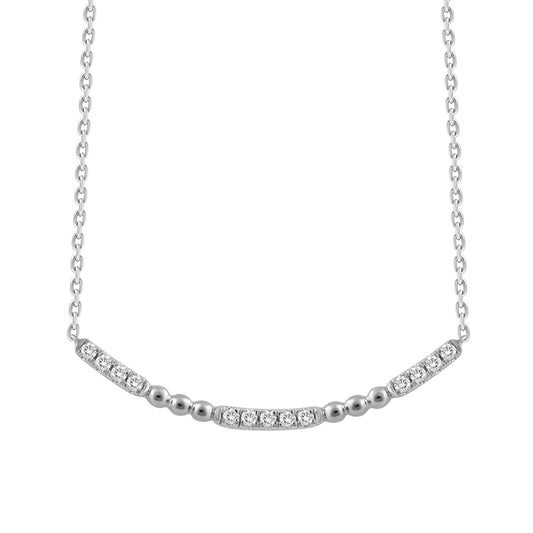 LADIES NECKLACE 0.16CT ROUND DIAMOND 10K WHITE GOLD