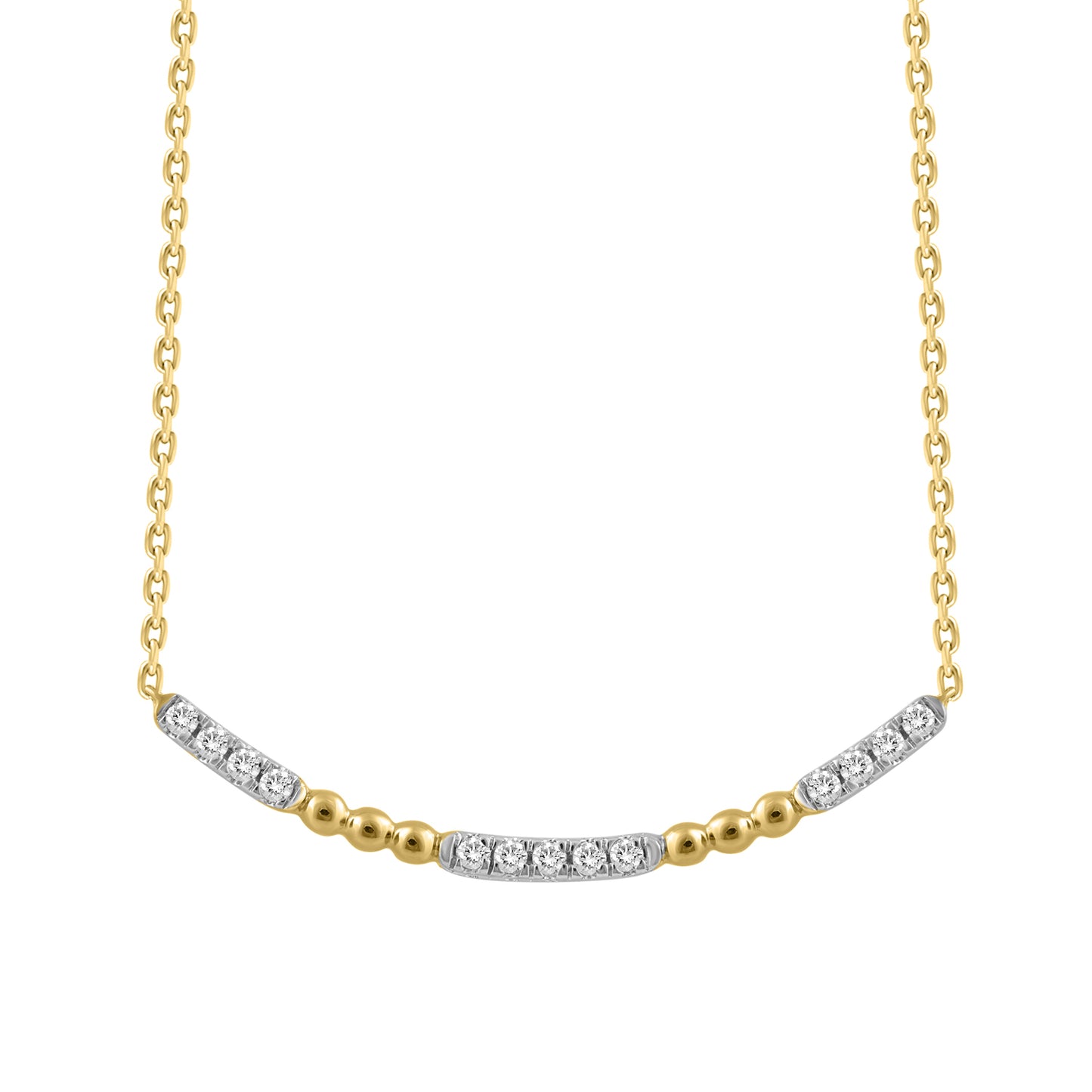 LADIES NECKLACE 0.16CT ROUND DIAMOND 10K YELLOW GOLD