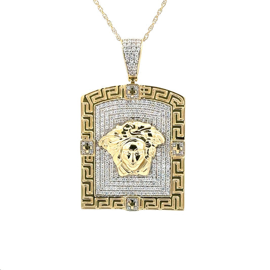 MEN'S CHARM PENDANT 1.00CT ROUND DIAMOND 10K YELLOW GOLD