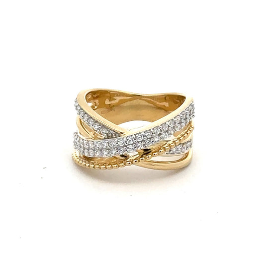 LADIES RING 0.50CT ROUND DIAMOND 14K YELLOW GOLD