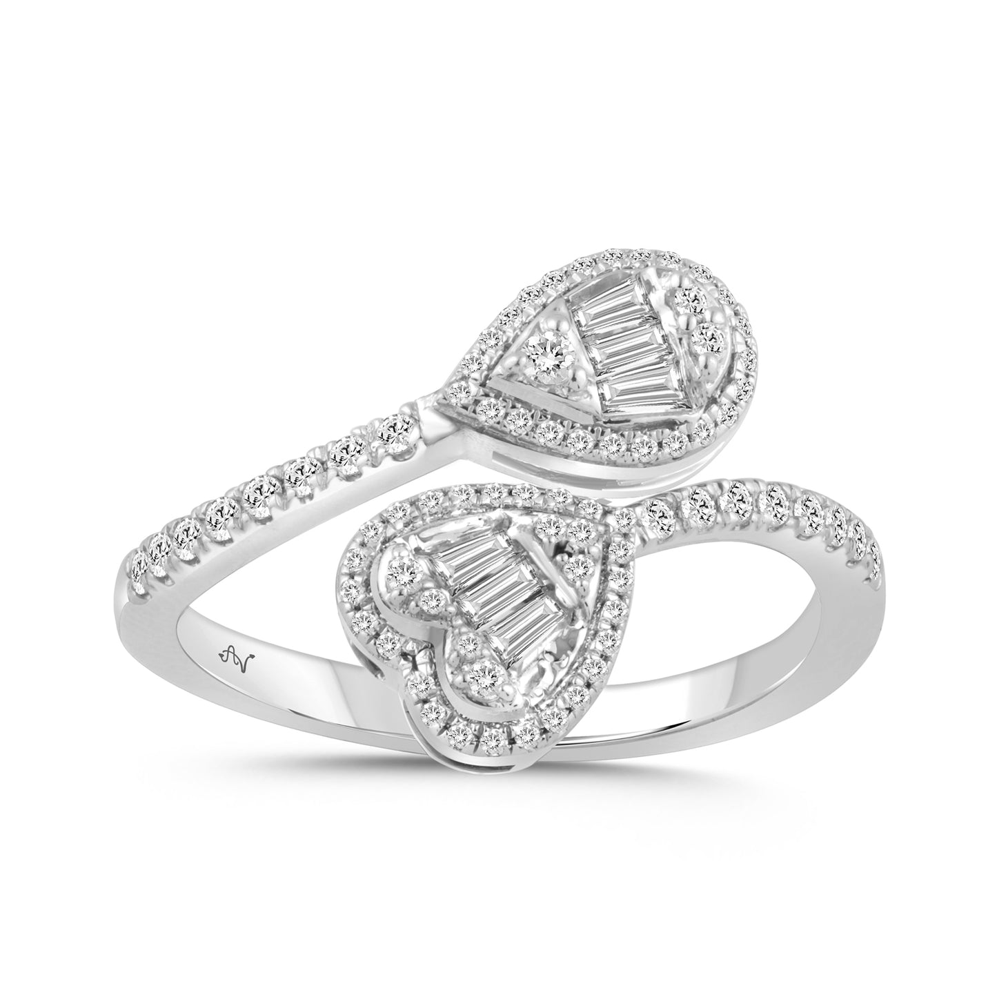 LADIES RING 0.40CT ROUND/BAGUETTE DIAMOND 14K WHITE GOLD