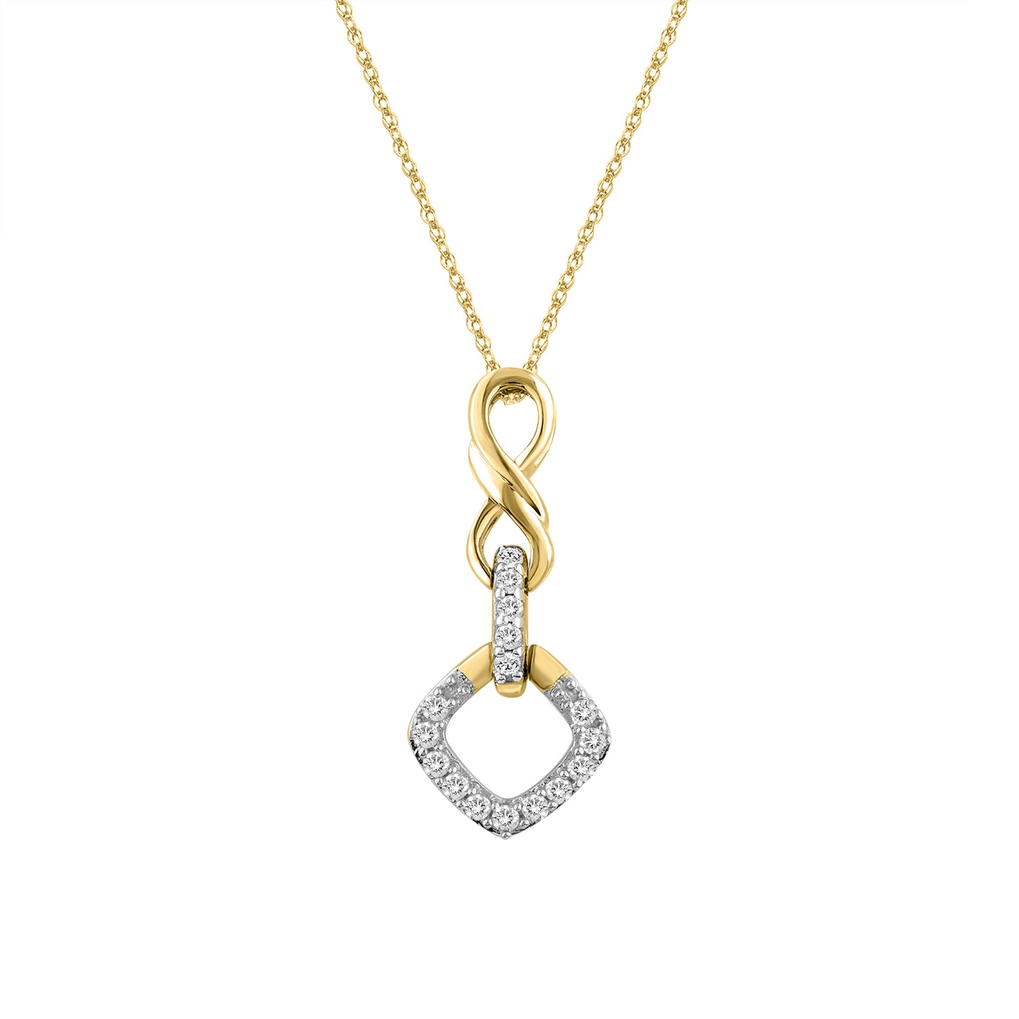 LADIES PENDANT WITH CHAIN 0.10CT ROUND DIAMOND 10K YELLOW GOLD