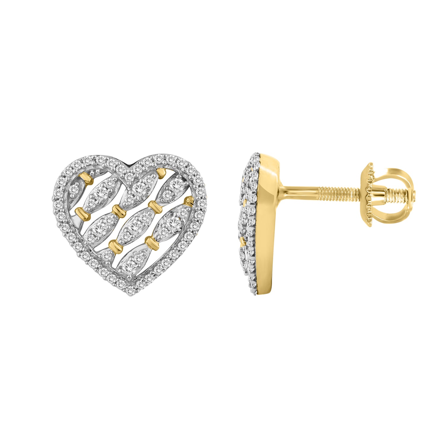 LADIES EARRINGS 0.33CT ROUND DIAMOND 10K YELLOW GOLD