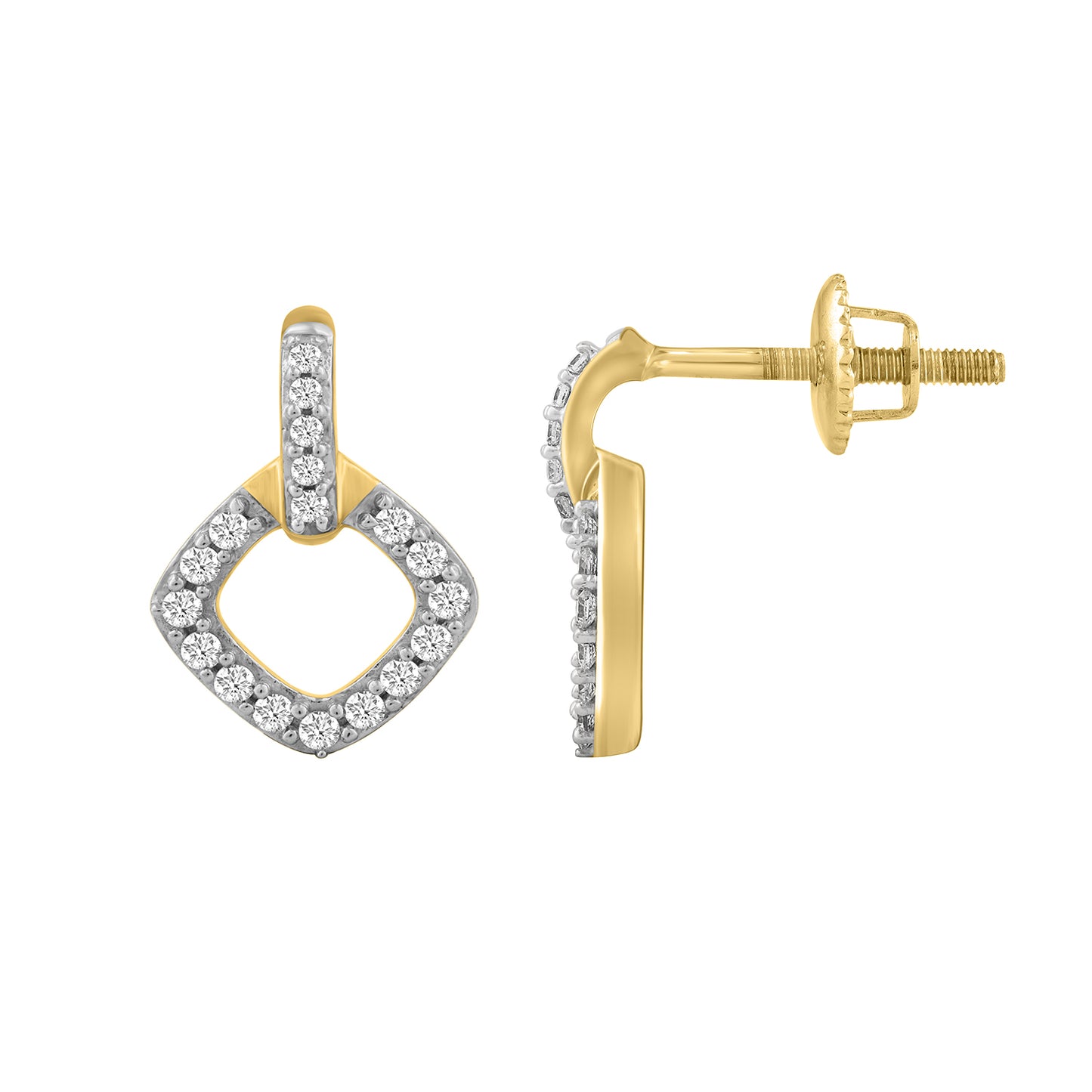 LADIES EARRINGS 0.20CT ROUND DIAMOND 10K YELLOW GOLD