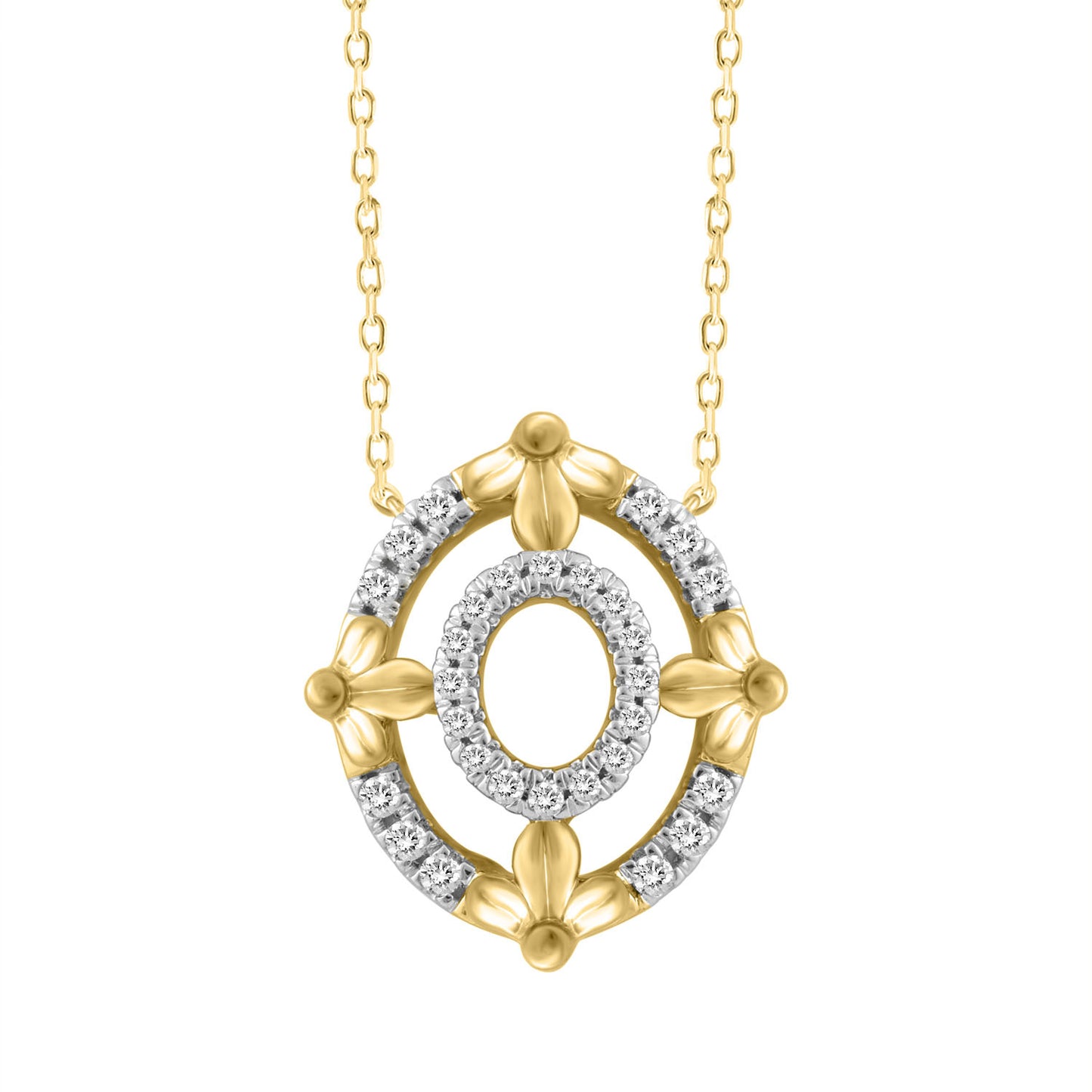 LADIES NECKLACE 0.16CT ROUND DIAMOND 10K YELLOW GOLD