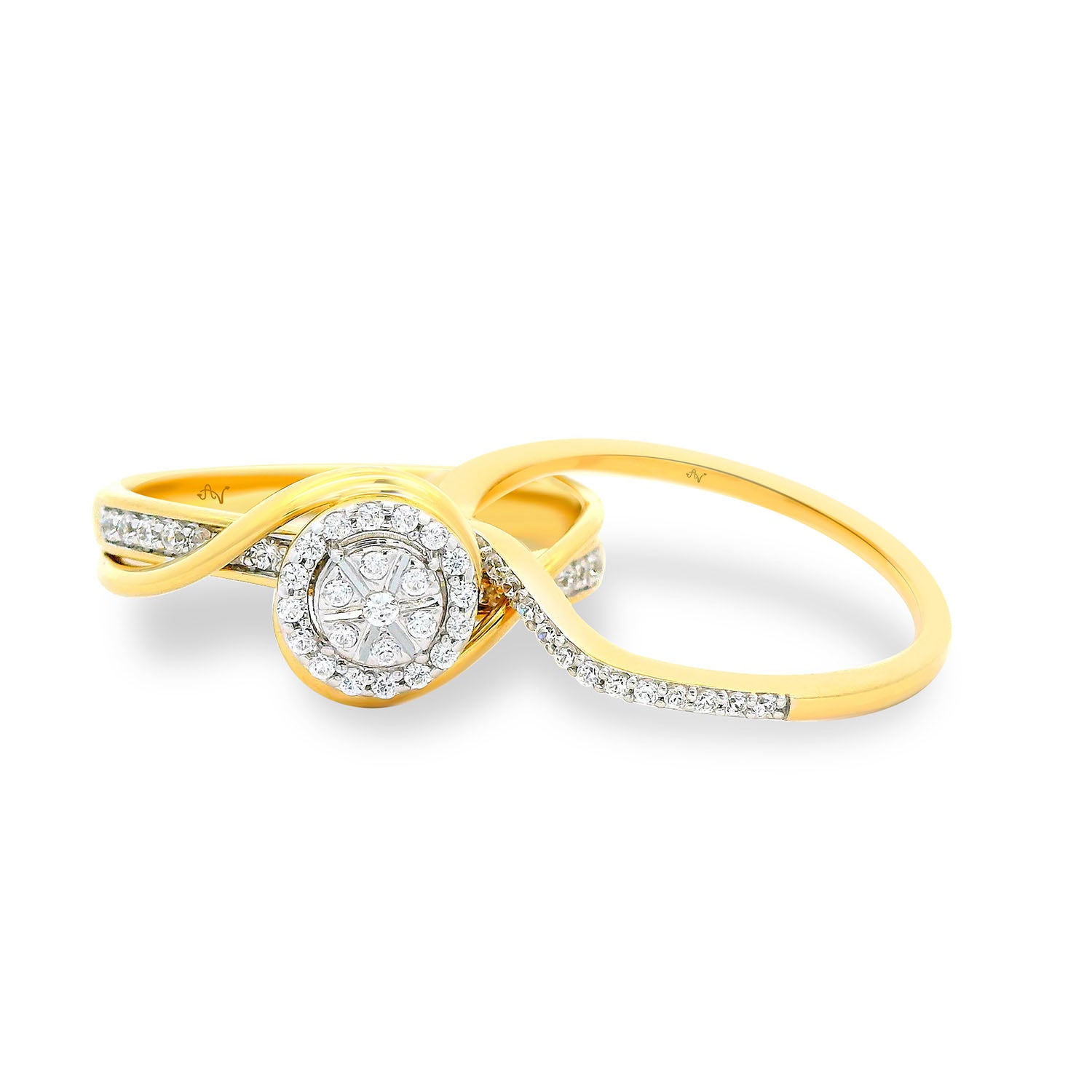 LADIES BRIDAL SET 0.33CT ROUND DIAMOND 14K YELLOW GOLD