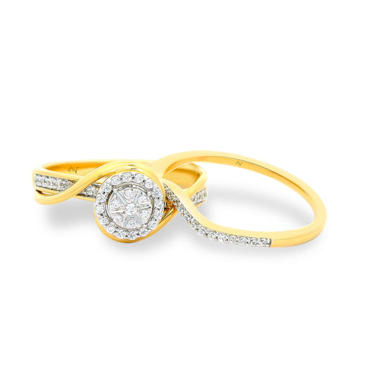 LADIES BRIDAL SET 0.33CT ROUND DIAMOND 14K YELLOW GOLD