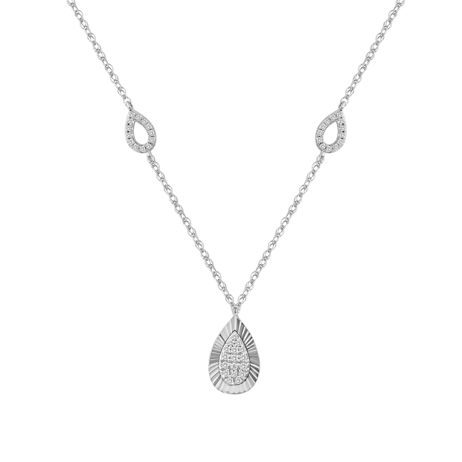 LADIES NECKLACE 0.25CT ROUND DIAMOND 10K WHITE GOLD