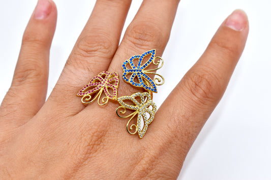 3 Color Butterfly Ring 14KT 7.1