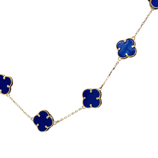 Vintage Alhambra collar blue flowers 10K Gold