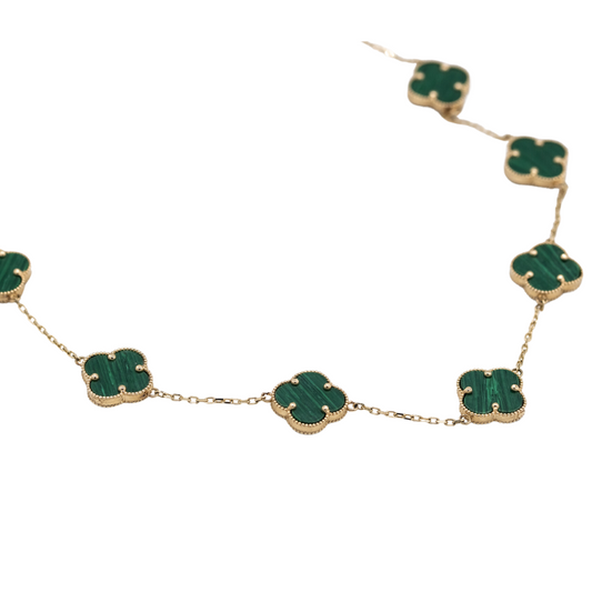 Vintage Alhambra collar green flowers 14K Gold