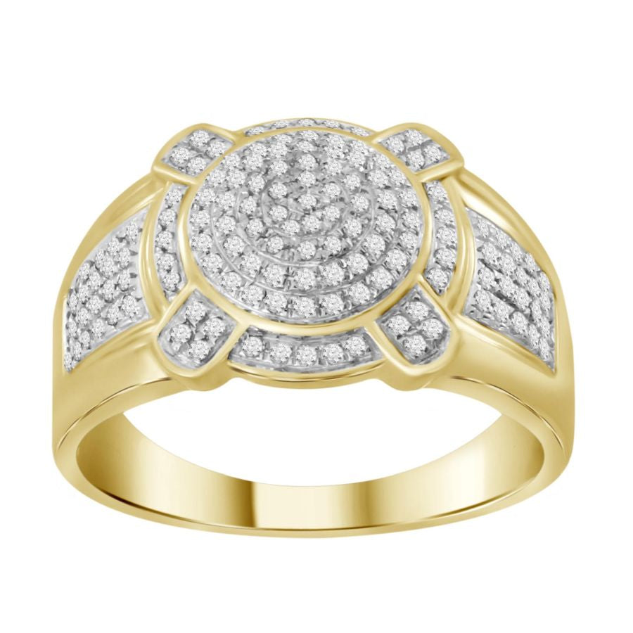 MEN'S RING 0.50CT ROUND DIAMOND 10K YELLOW GOLD