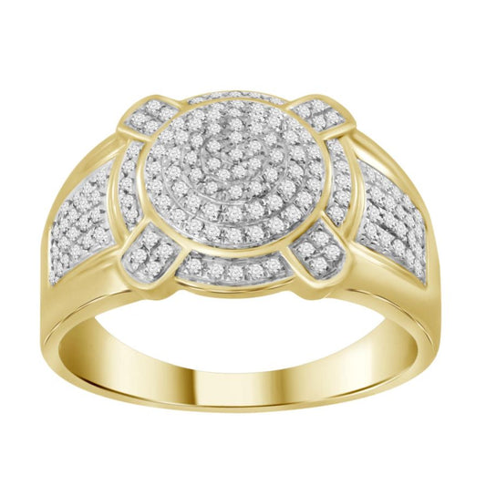 MEN'S RING 0.50CT ROUND DIAMOND 10K YELLOW GOLD