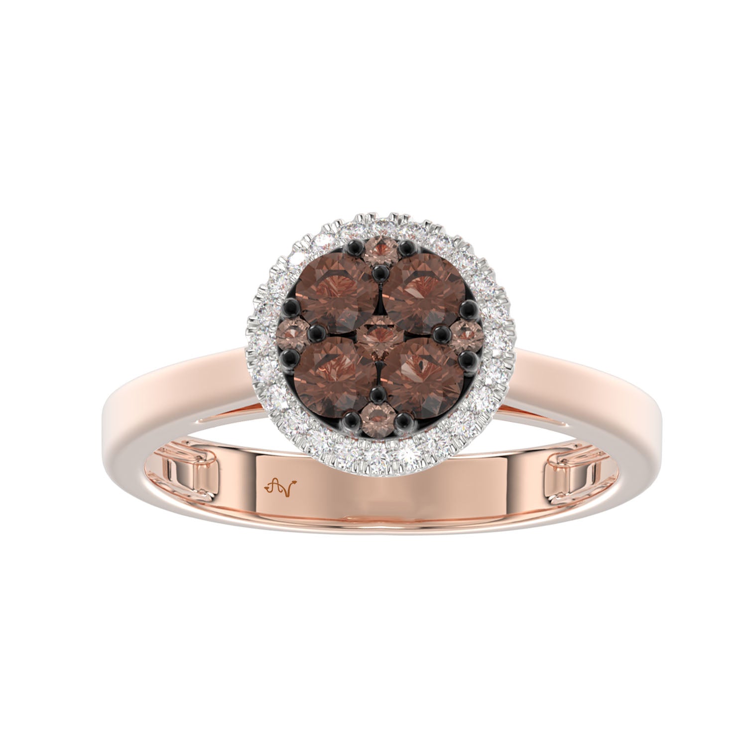 LADIES RING 0.50CT ROUND/DARK BROWN DIAMOND 14K ROSE GOLD