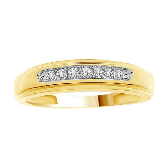 MEN'S BAND 0.15CT ROUND DIAMOND 10K YELLOW GOLD