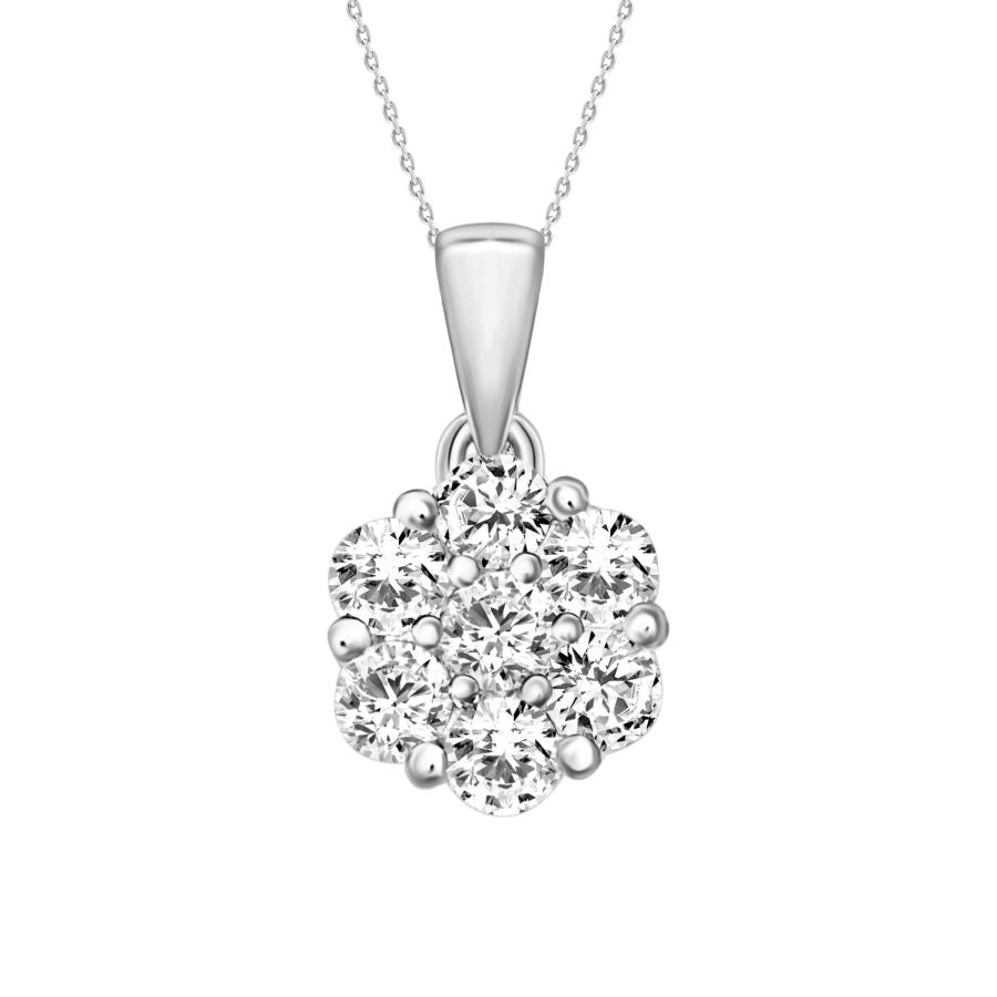 LADIES  PENDANT WITH CHAIN 0.25CT ROUND DIAMOND 14K WHITE GOLD