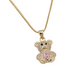 Charm pink bear design 10k gold and zirconia.