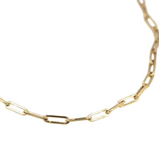 Chain paperclip style 10K Italian Gold.