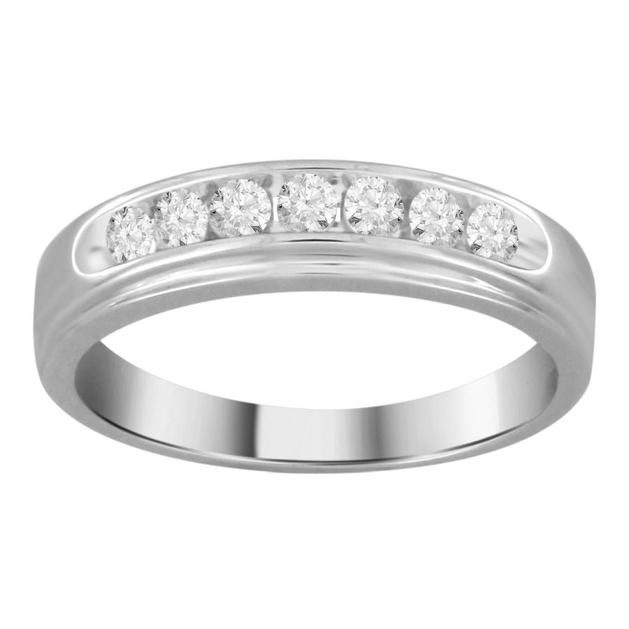 MEN'S BAND 0.33CT ROUND DIAMOND 10K WHITE GOLD