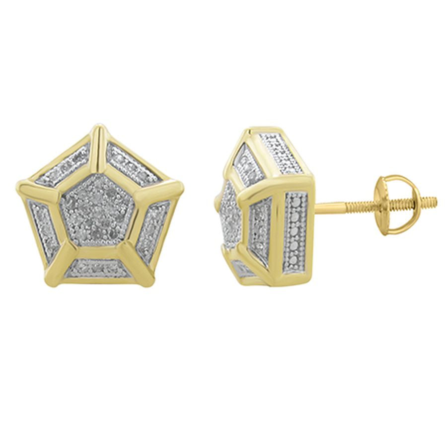 LADIES STUD EARRINGS 0.25CT ROUND DIAMOND 10K YELLOW GOLD