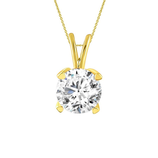 LADIES  SOLITAIRE PENDANT 0.75CT ROUND DIAMOND 14K YELLOW GOLD