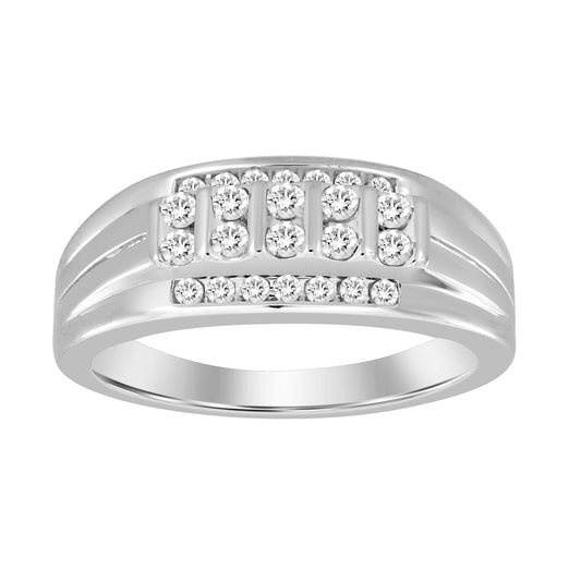 MEN'S BAND 0.50CT ROUND DIAMOND 10K WHITE GOLD