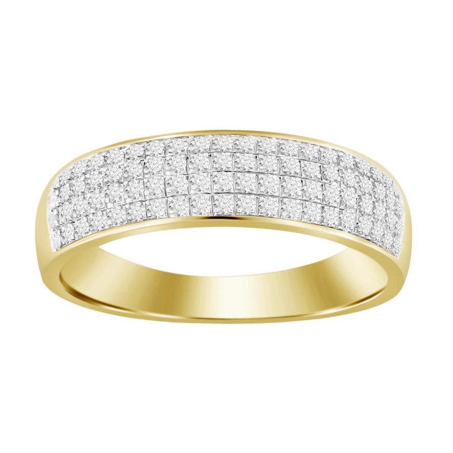 MEN'S BAND 0.25CT ROUND DIAMOND 10K YELLOW GOLD