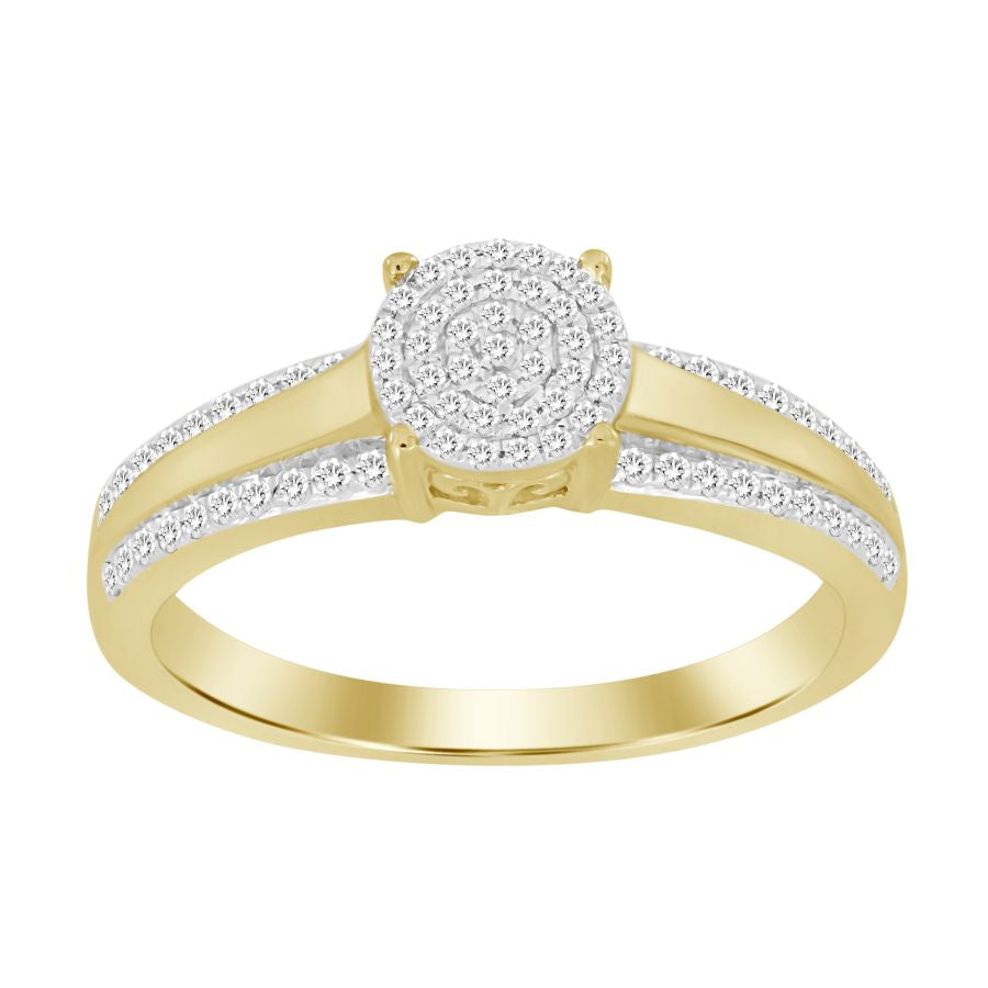 LADIES RING 0.20CT ROUND DIAMOND 10K YELLOW GOLD