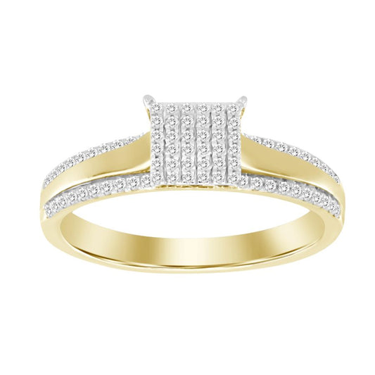 LADIES RING 0.20CT ROUND DIAMOND 10K YELLOW GOLD