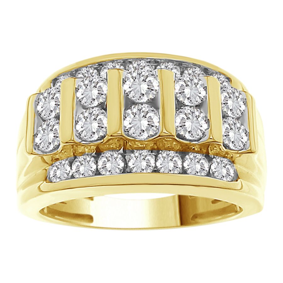 MEN'S BAND 3.00CT ROUND DIAMOND 14K YELLOW GOLD