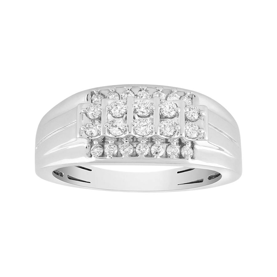 MEN'S BAND 1.00CT ROUND DIAMOND 14K WHITE GOLD