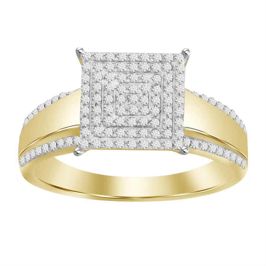 LADIES RING 0.33CT ROUND DIAMOND 10K YELLOW GOLD