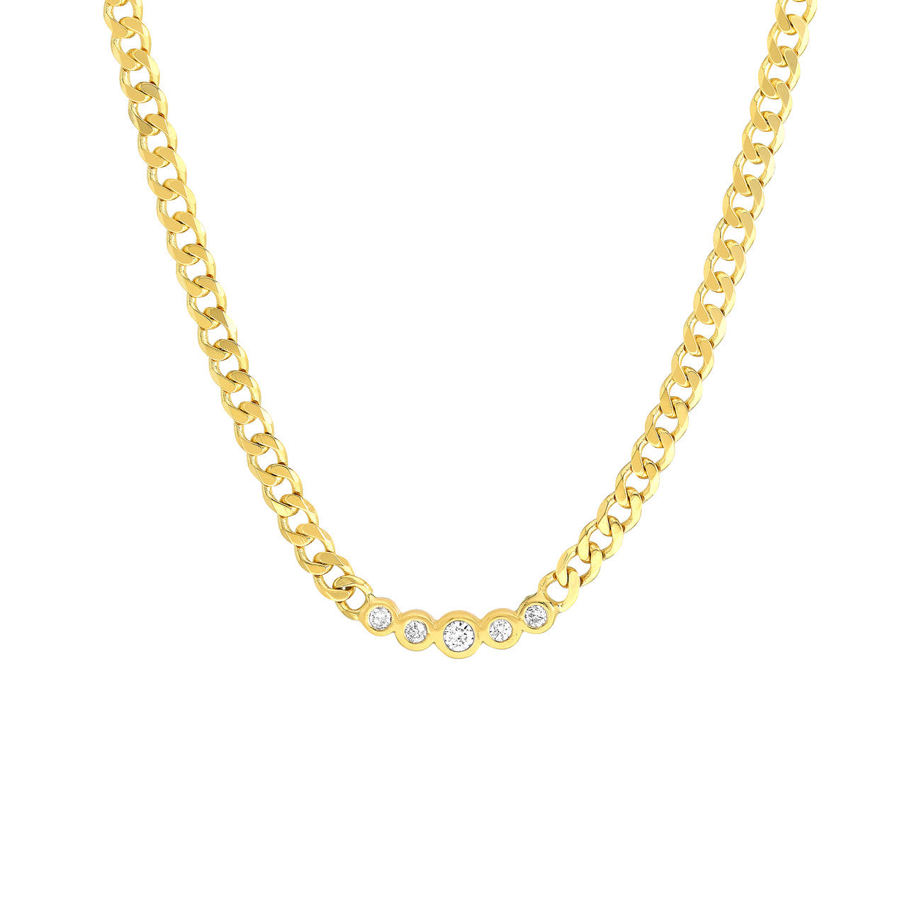 Curb Chain Necklace with Graduating Diamond