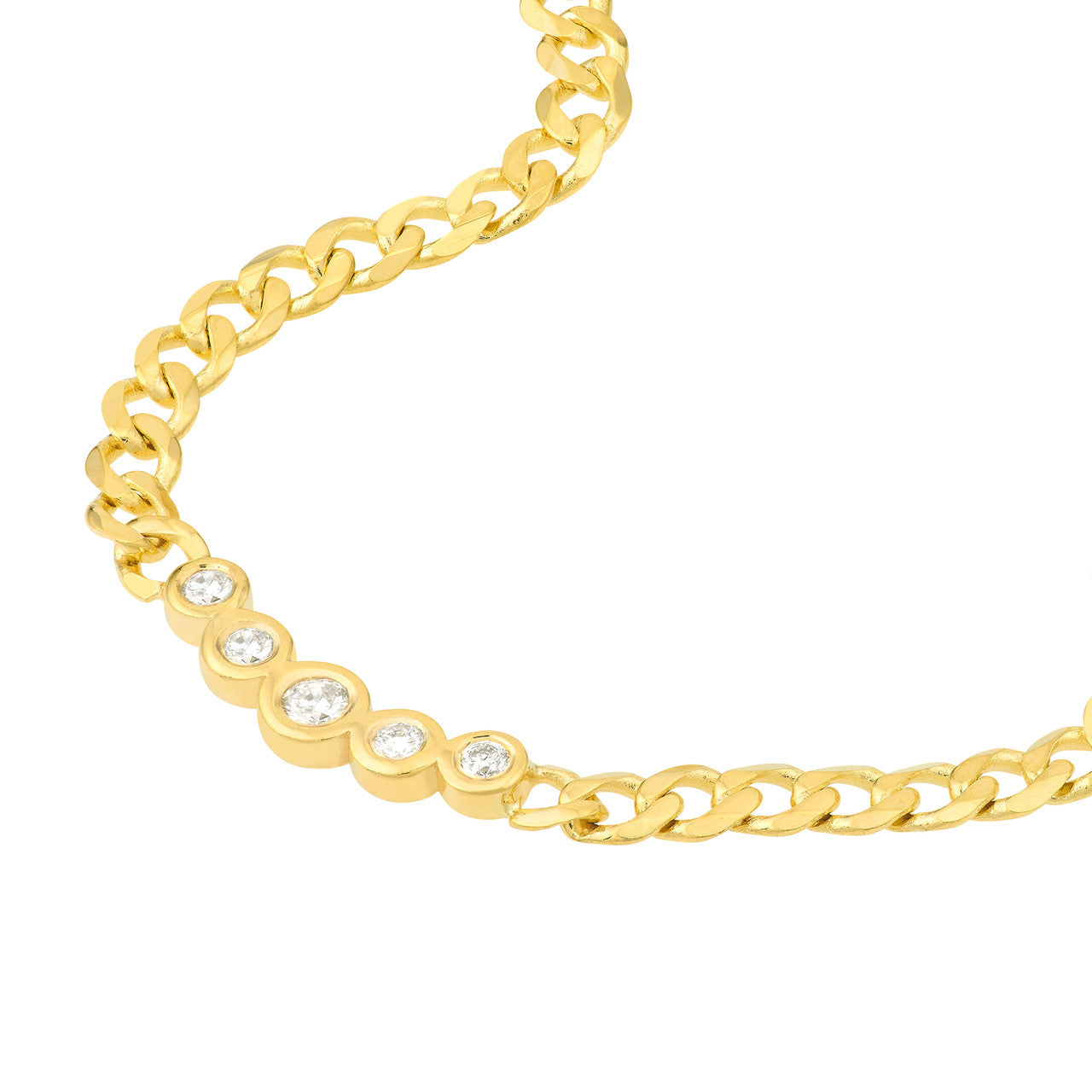 Curb Chain Necklace with Graduating Diamond