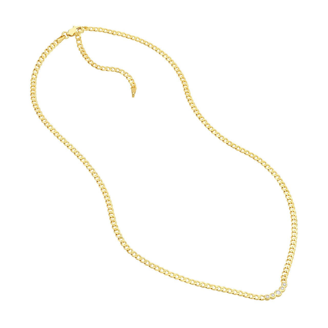 Curb Chain Necklace with Graduating Diamond