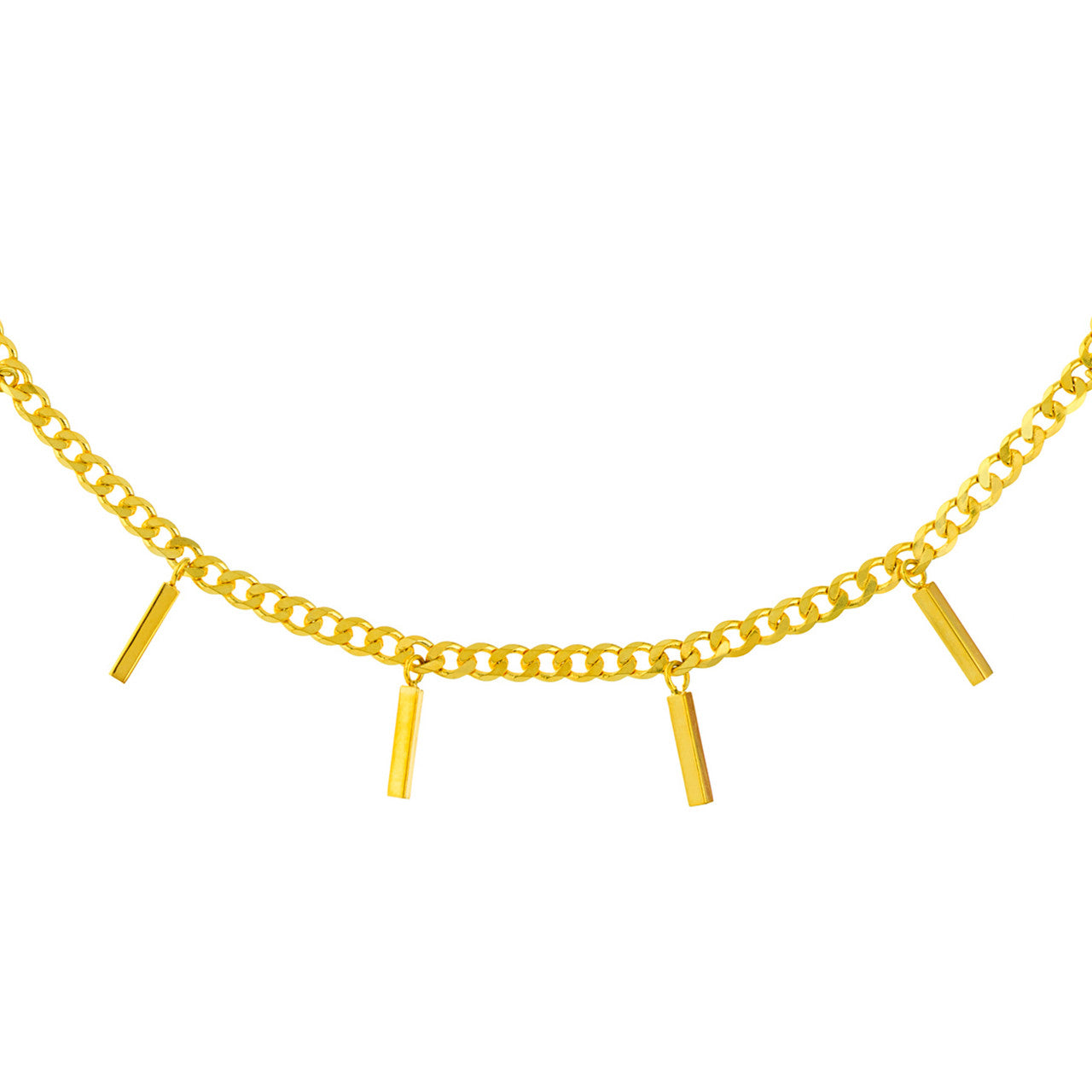 Bar Dangles on Open Curb Chain Anklet