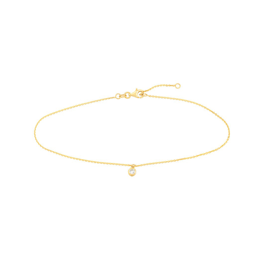 Bezel Set Diamond Charm Anklet