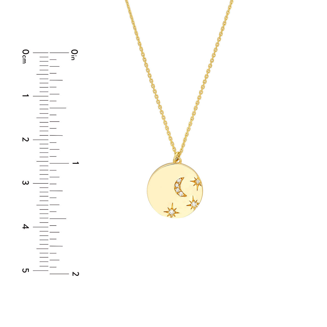 Diamond Moon & Stars Medallion Necklace