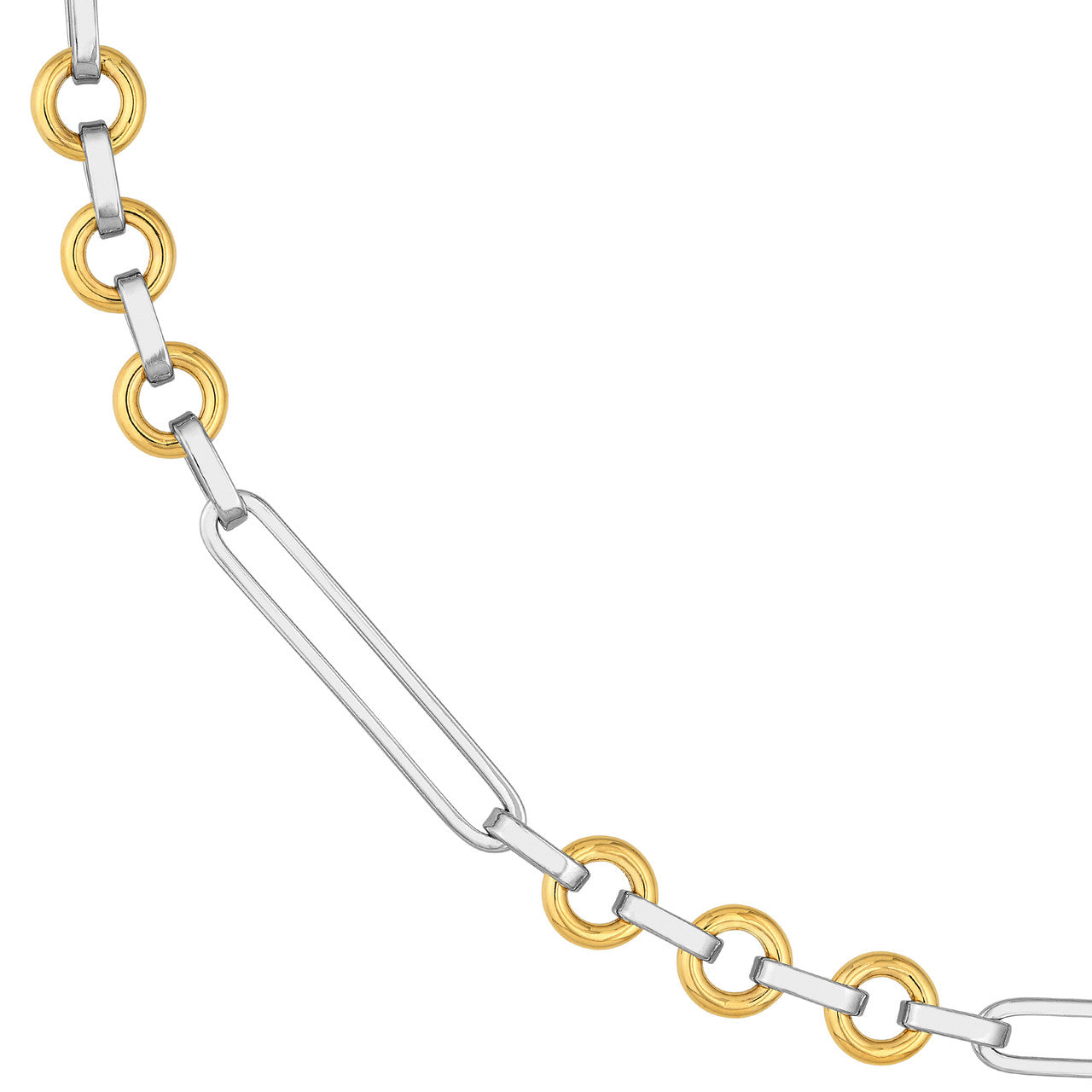 Two Tone Oval Link With Rolo Link Necklace